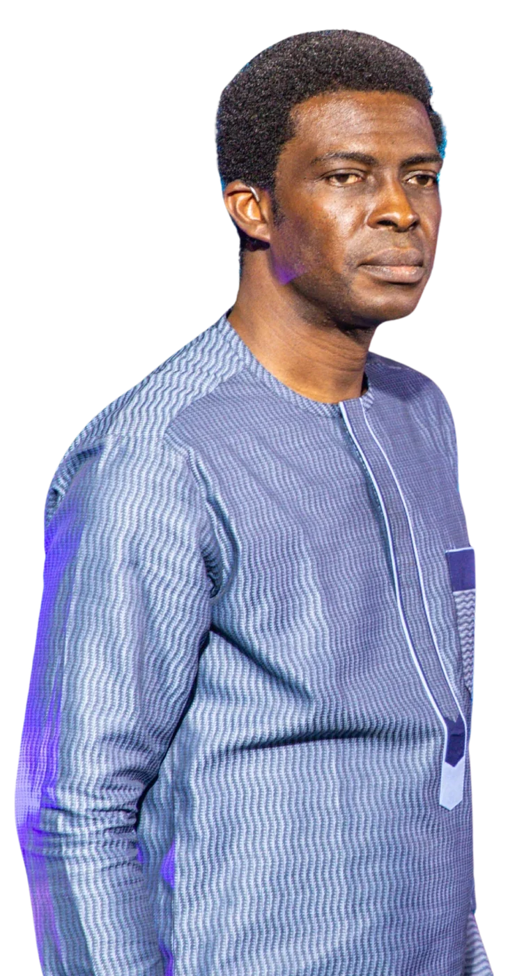 Pastor Dare Kolawole in a blue native outfit